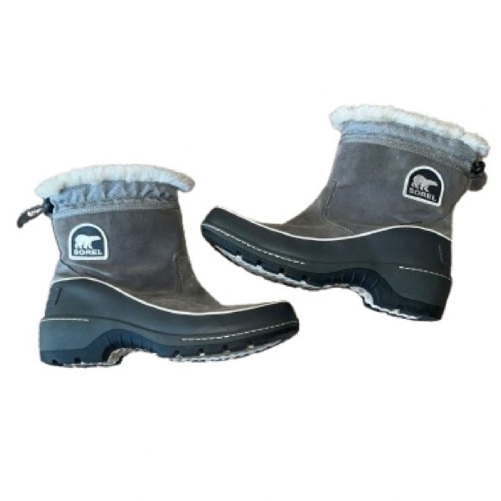 Sorel Tivoli lll pull on boots in quarry gray suede and black size 9